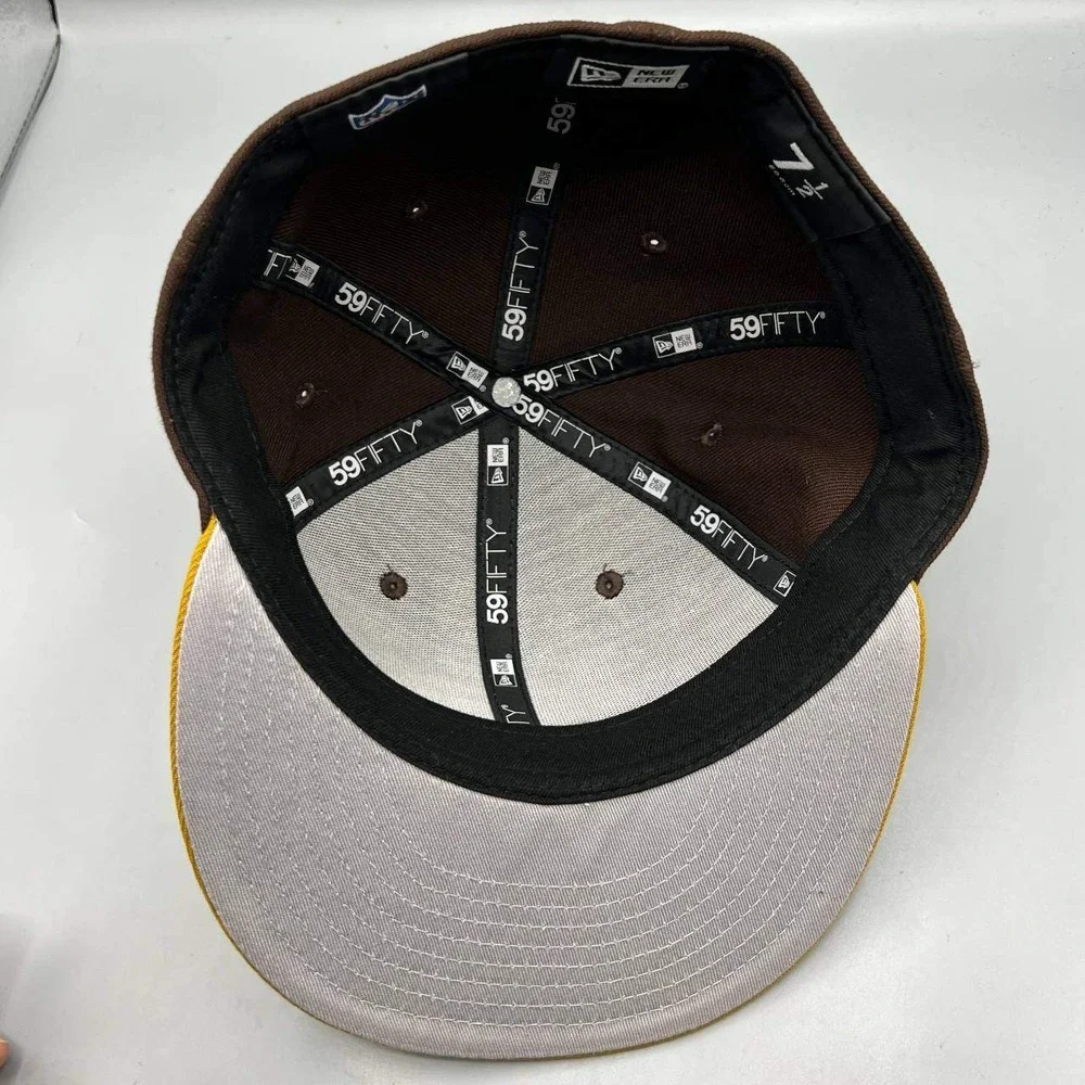 Kansas City Chiefs Hat Men 7 1/2‎ Brown Yelllow 59Fifty New Era MLB Fitted Cap
